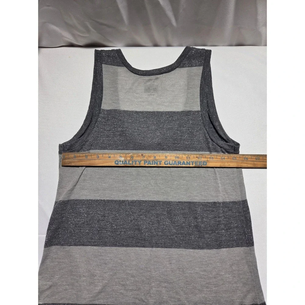 Converse One Star Womens Grey Striped Metallic Sparkle Tank‎ Top Scoop Neck L